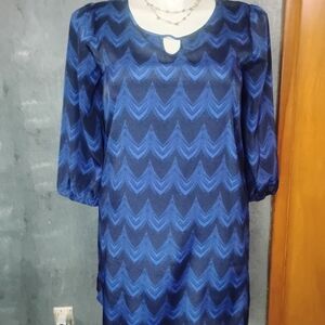 Almost Famous Navy and Black Zigzag Dress